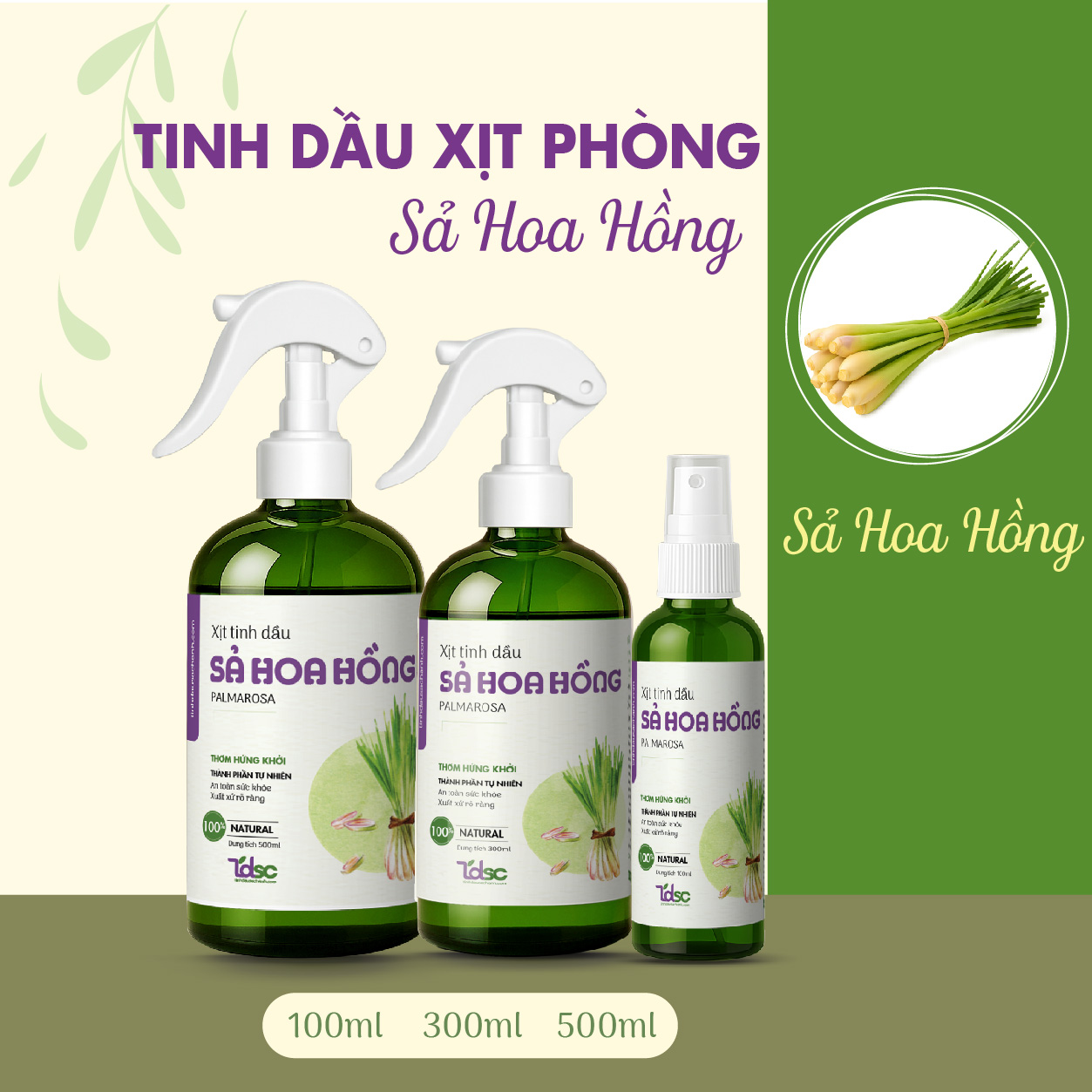 Xịt Thơm Sả Hoa Hồng