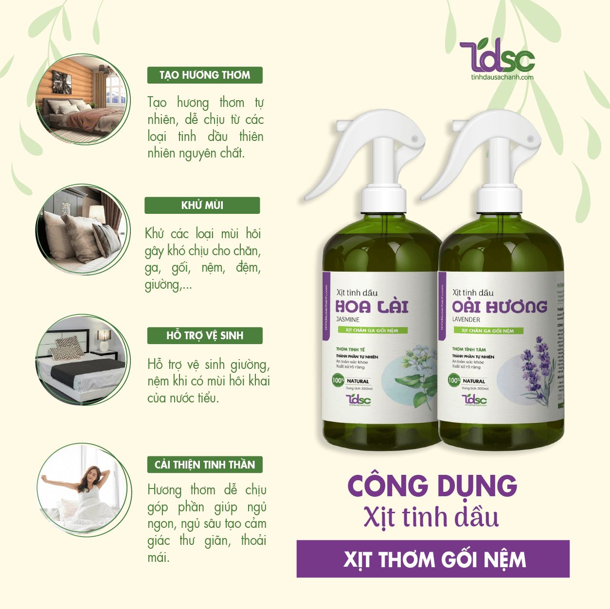 cong-dung Công Dụng Vượt Trội Của Xịt Thơm Gối Nệm