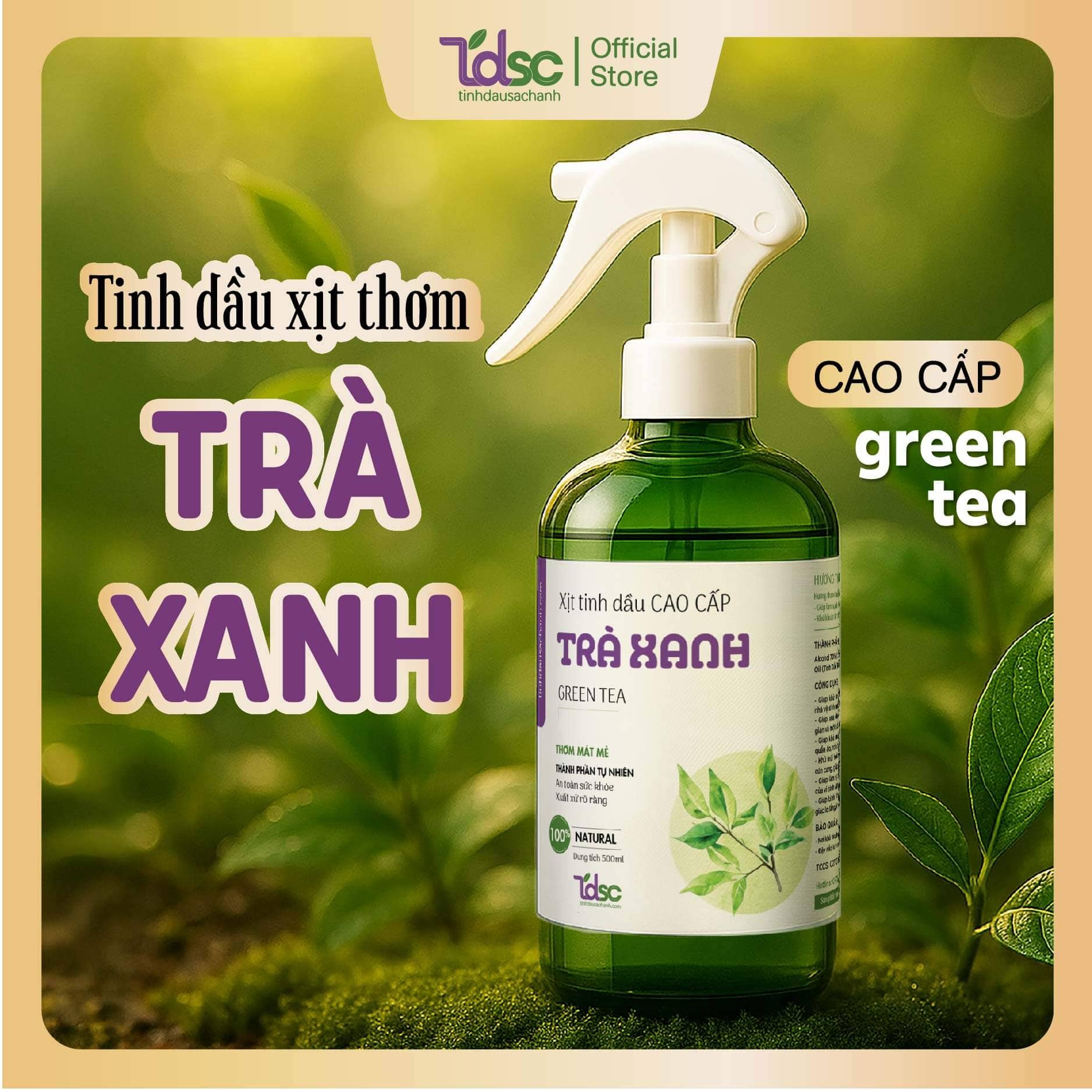 Xịt phòng tinh dầu Trà Xanh – không gian spa, khách sạn